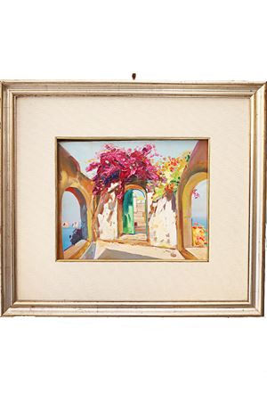 Painting of a Capri door Antonio Palomba | PORTONEVERDEBIANCO